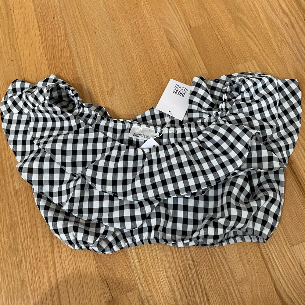 LF off-shoulder gingham top NWT